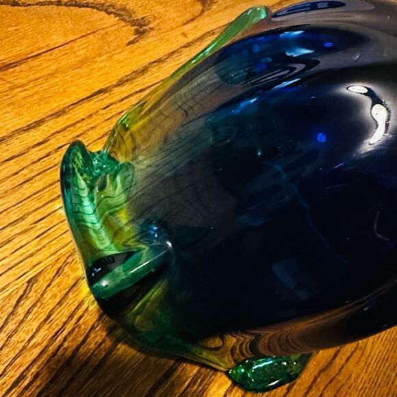 Glass Bowl Ombre Green Blue Handblown glasss Made in Italy - Picture 5 of 5